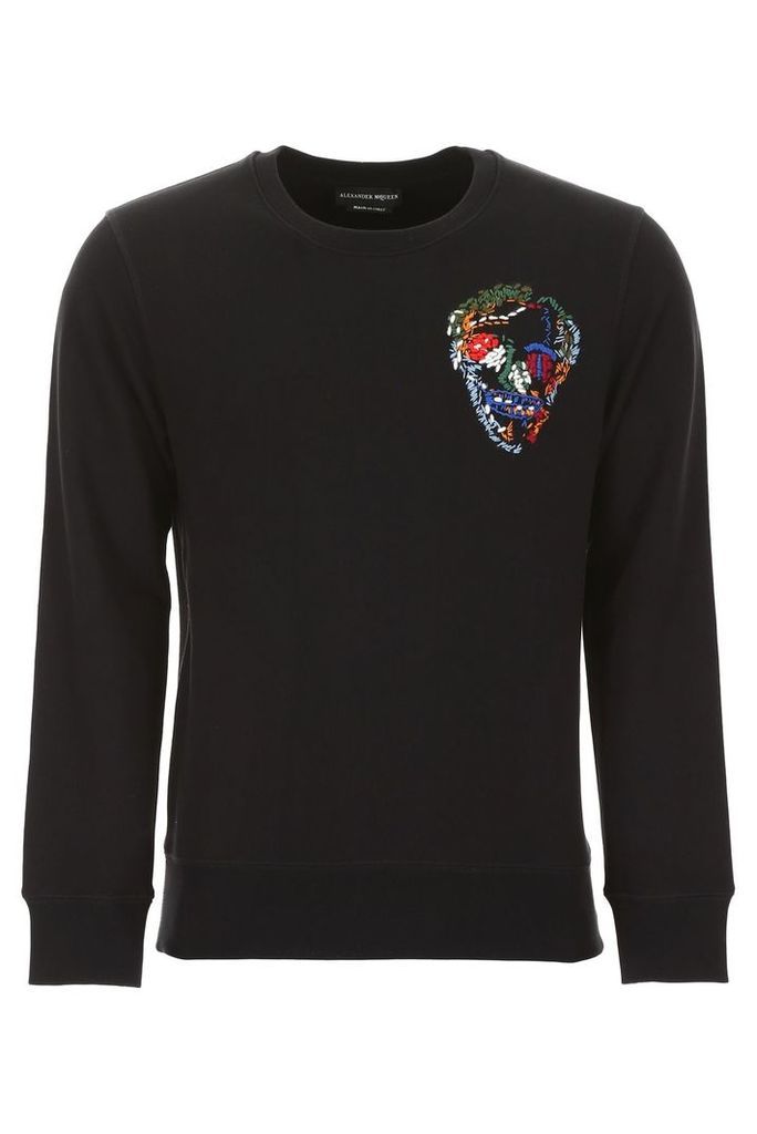 Alexander McQueen Sweatshirt With Embroidered Skull