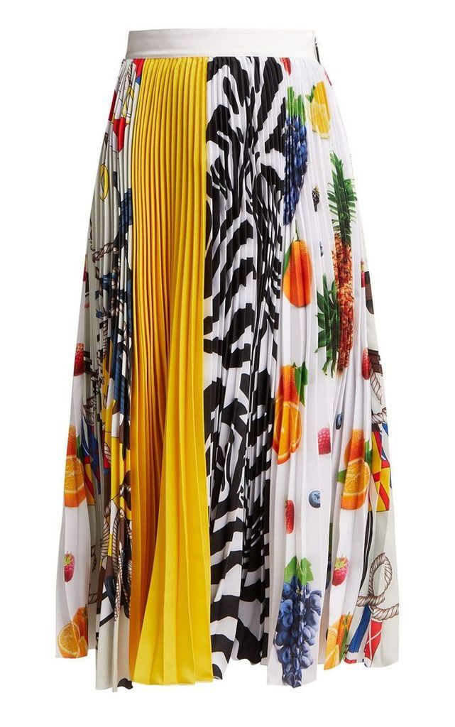 MSGM Iconic Patchwork-print Pleated-crepe