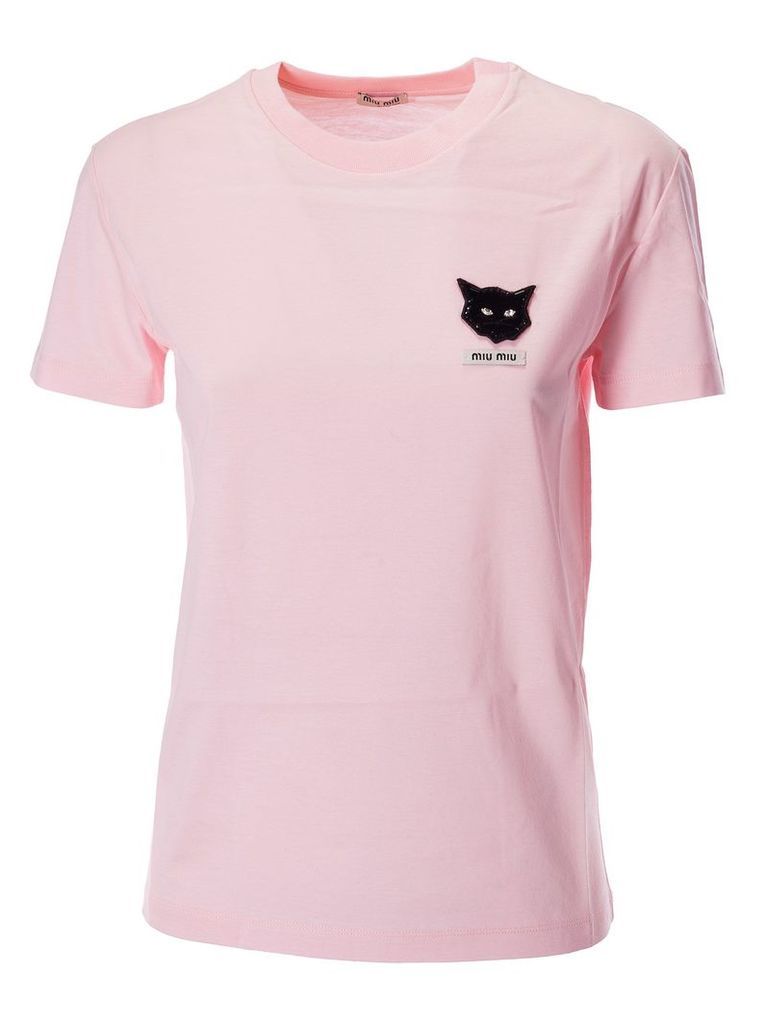 Miu Miu Cat Embellished T-shirt