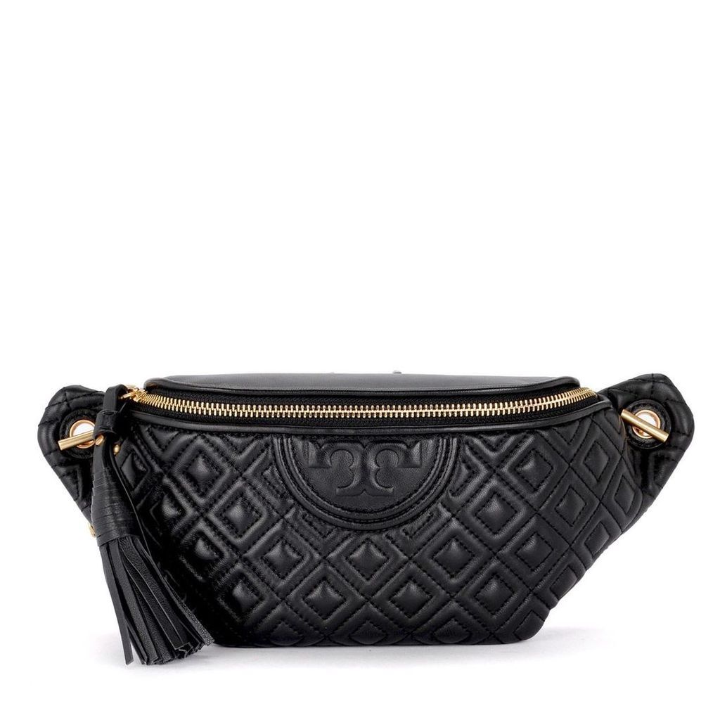 Tory Burch Feming Black Quilted Leather Pouch