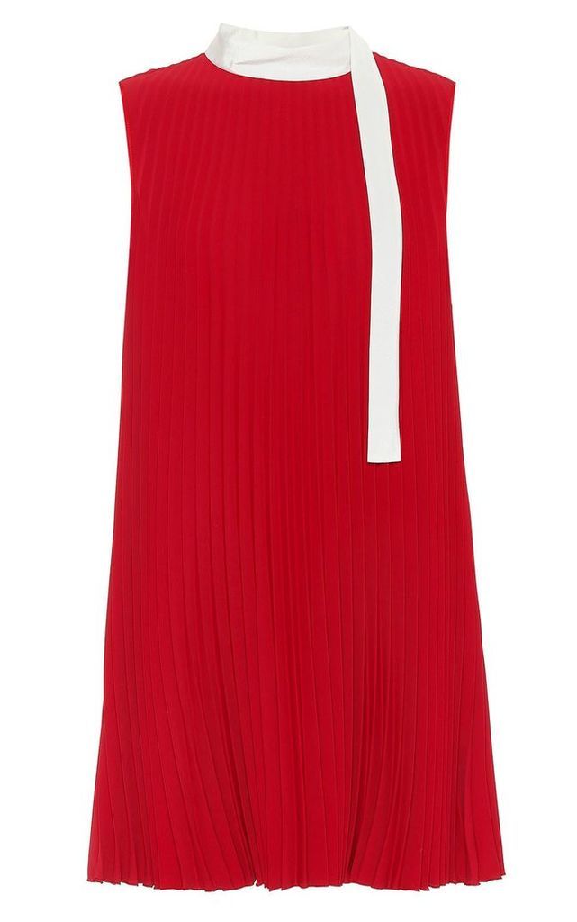RED Valentino Bow-detailed Pleated-crepe Mini Dress