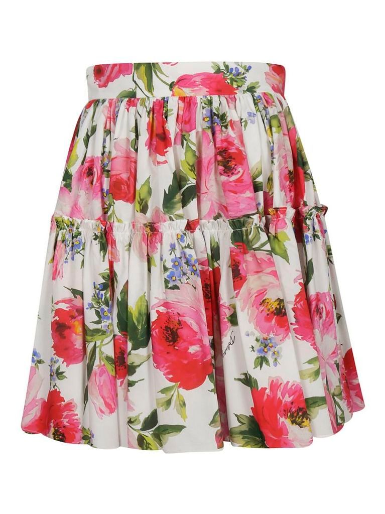Dolce & Gabbana Floral Print Pleated Skirt
