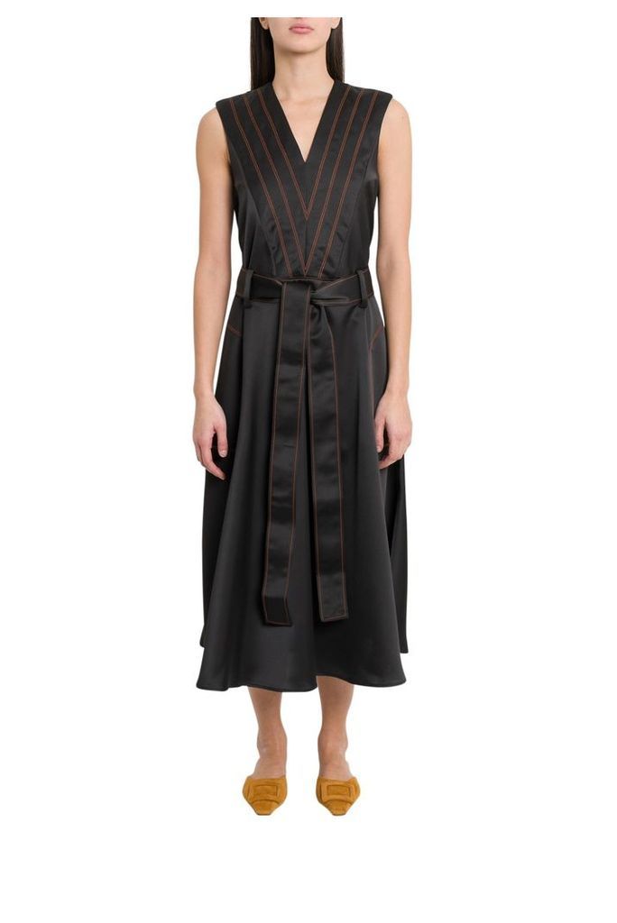 Cedric Charlier Belted Dress With Contrasting Stitching