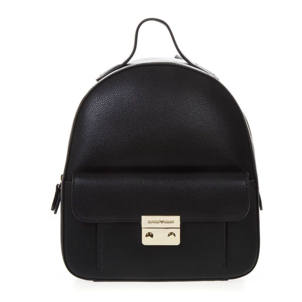 Emporio Armani Black Faux Leather Backpack