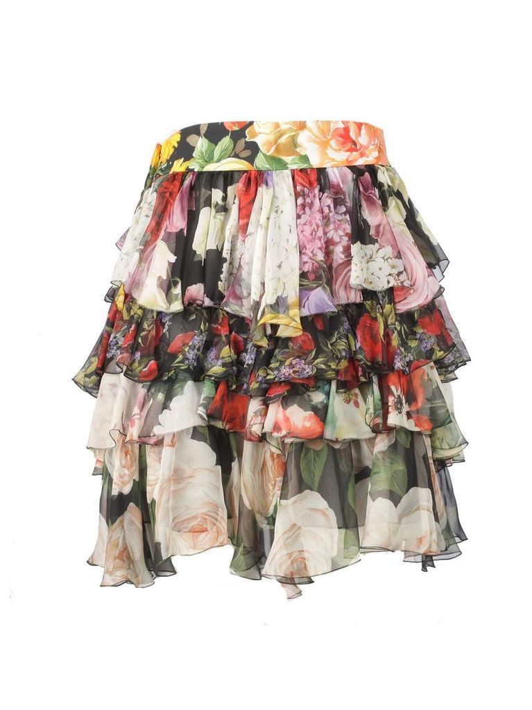 Dolce & Gabbana Short Floral Ruffled Skirt