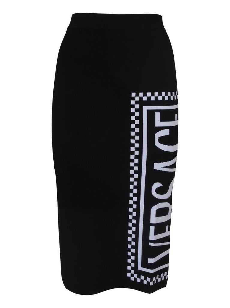 Versace Checked Logo Midi Skirt