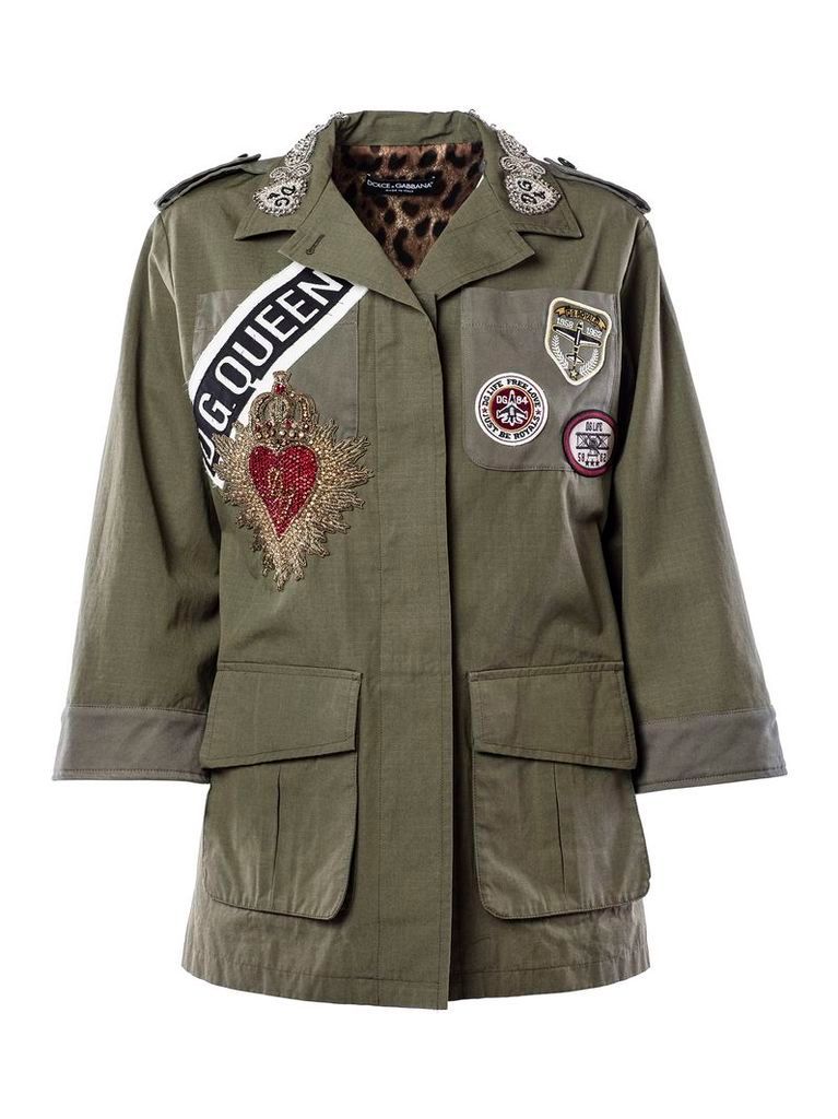Dolce & Gabbana Badge Patched Military Jacket