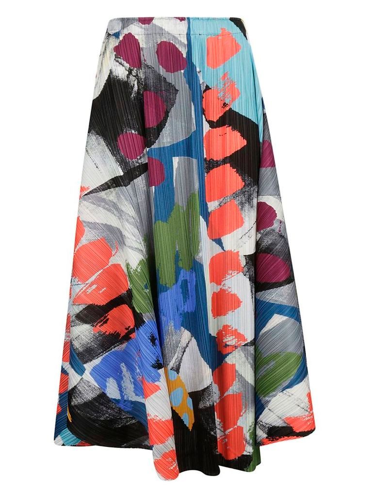 Pleats Please Issey Miyake Printed Pleated Midi Skirt