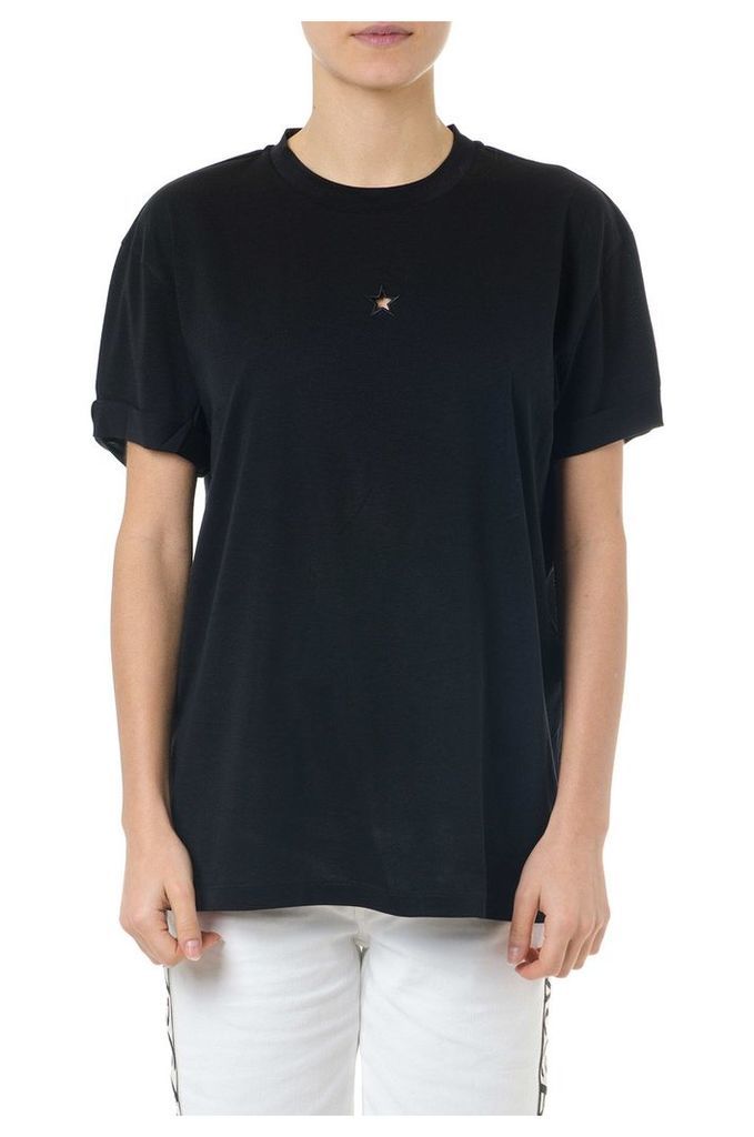 Stella McCartney Star Embroidered Black Cotton T-shirt