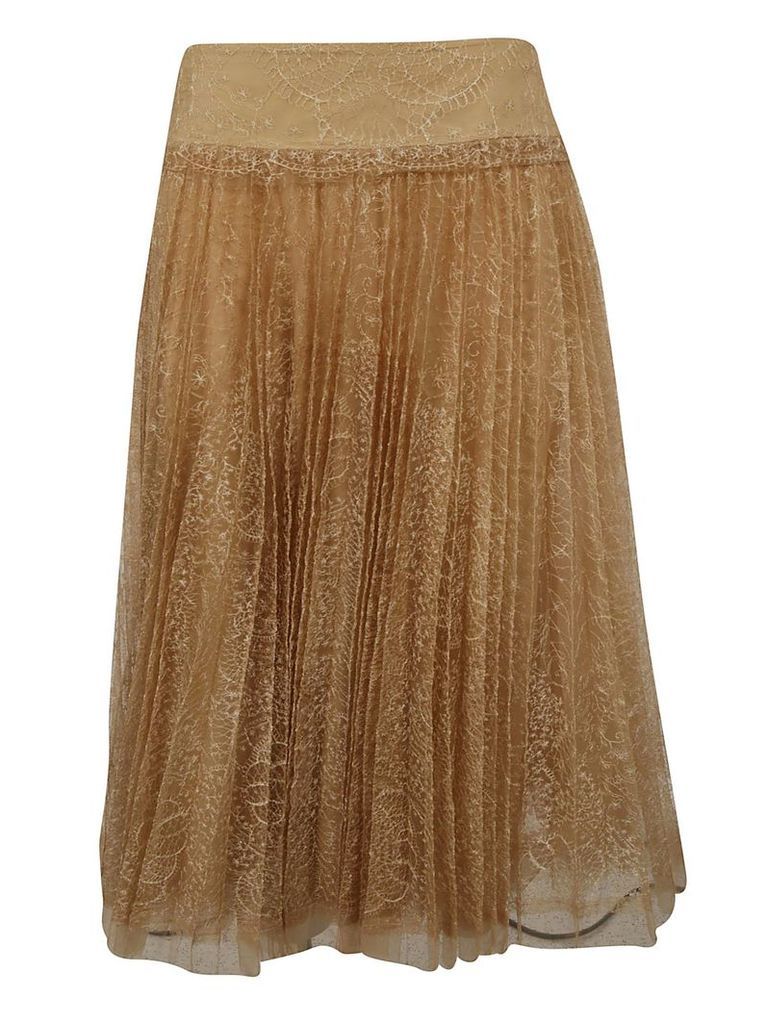 Ermanno Scervino Pleated Lace Skirt