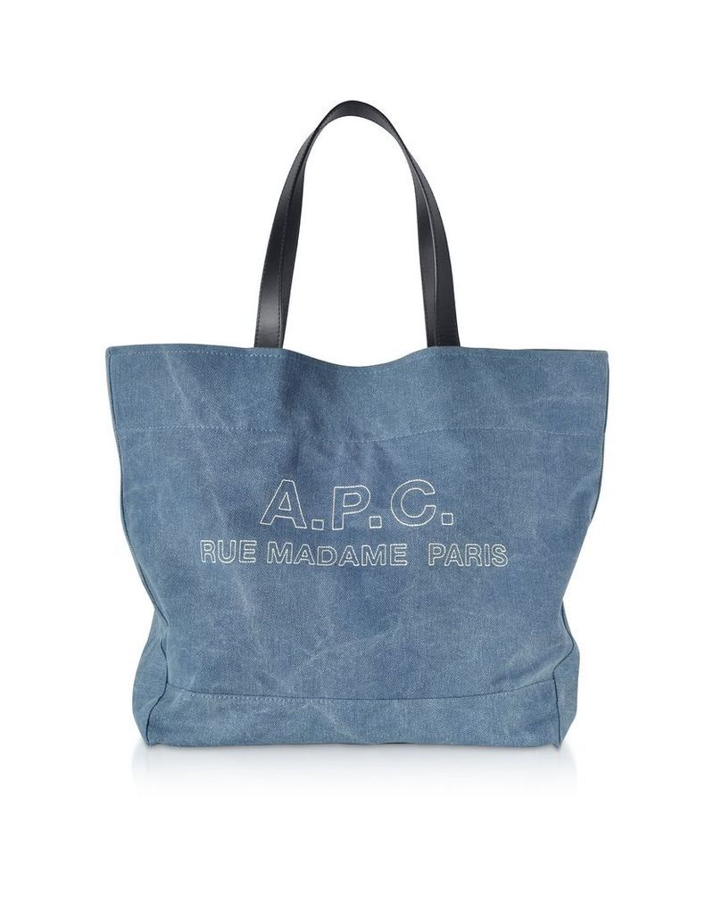 A.p.c. Denim And Leather Ingride Tote Bag