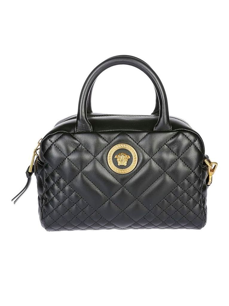 Versace Quilted Logo Plaque Tote