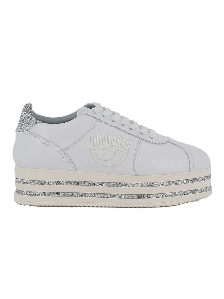Chiara Ferragni White Leather Sneakers