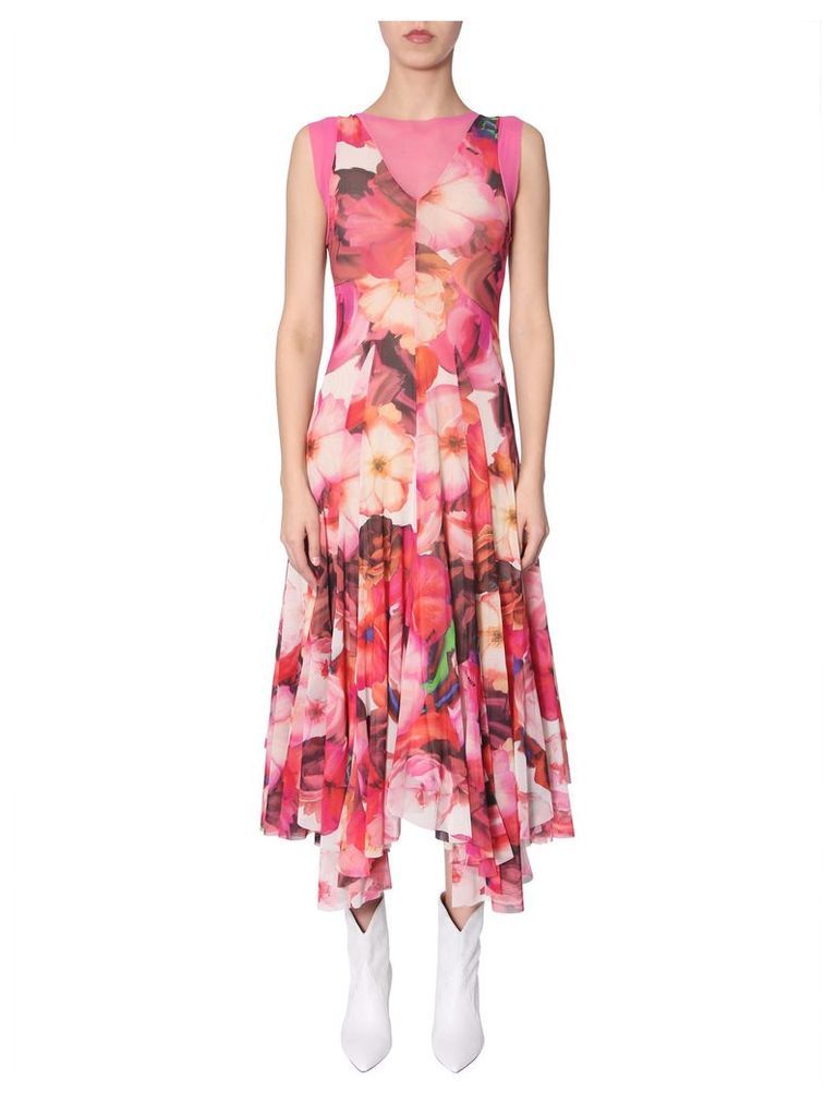 MSGM Long Dress With Floral Print