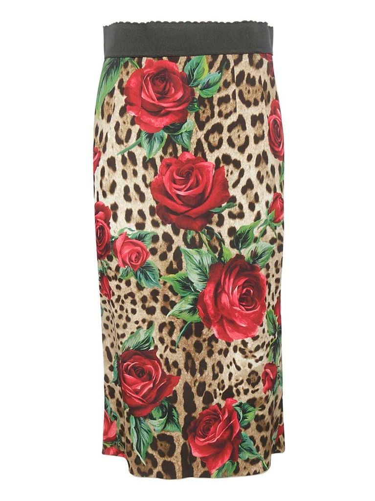 Dolce & Gabbana Jungle And Floral Pencil Skirt