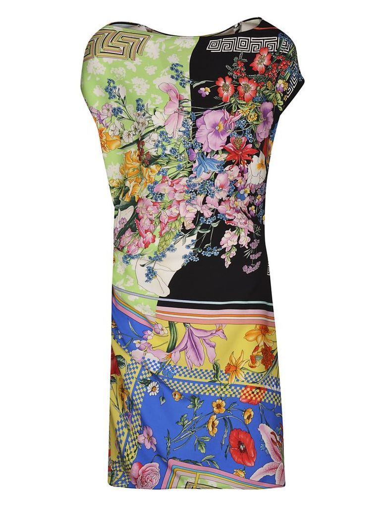 Versace Paneled Floral Print Dress