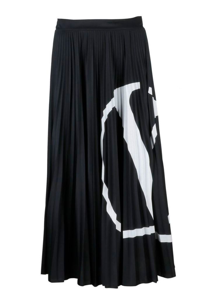 Valentino Pleated Logo Skirt