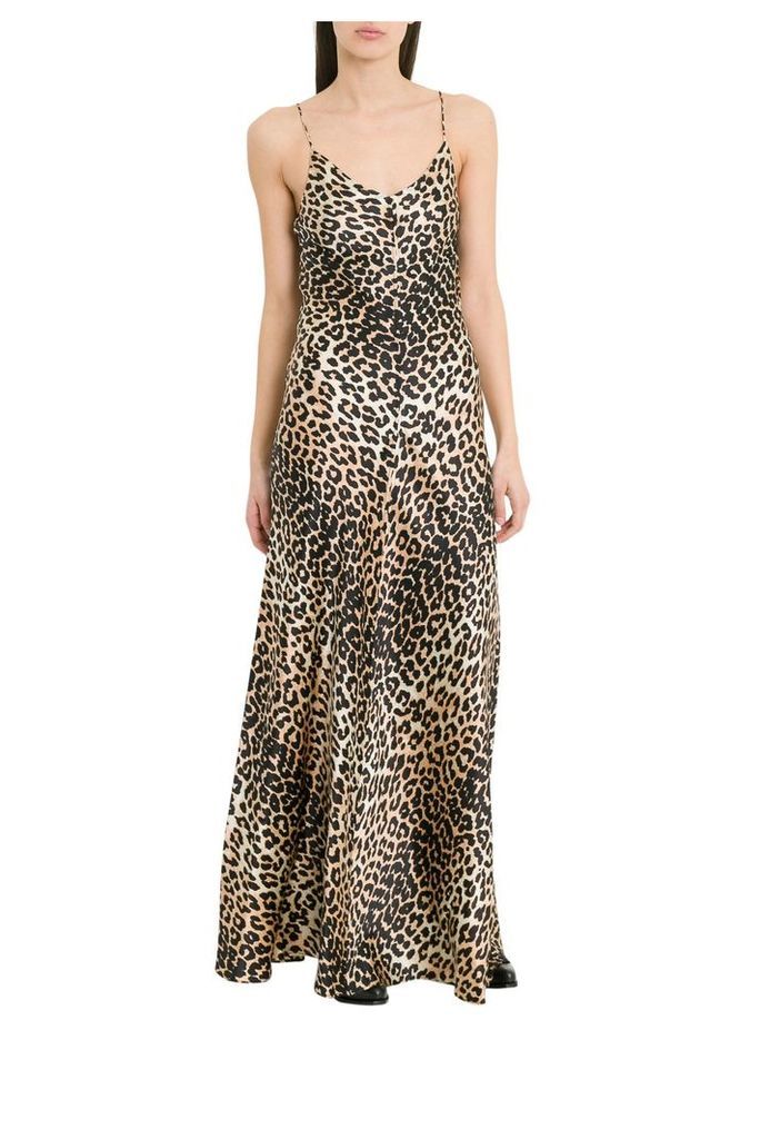 Ganni Blakely Leopard Printed Long Dress