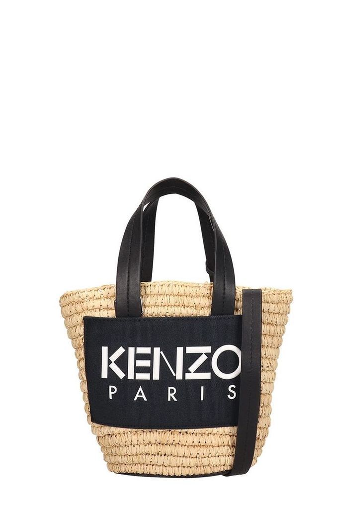Kenzo Black Braided Fabric Small Summer Basket Bag