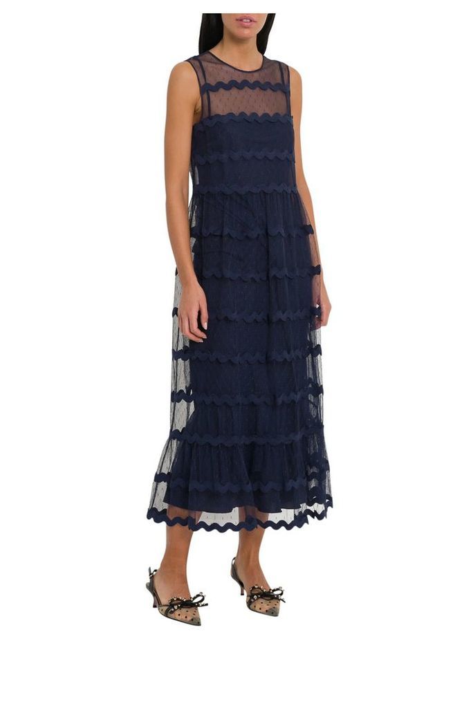 RED Valentino Plumetis Long Dress With Wave Motif