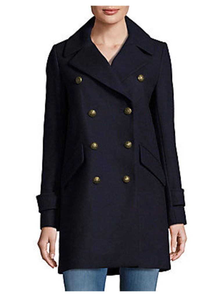 Solid Double-Breasted Wool Peacoat