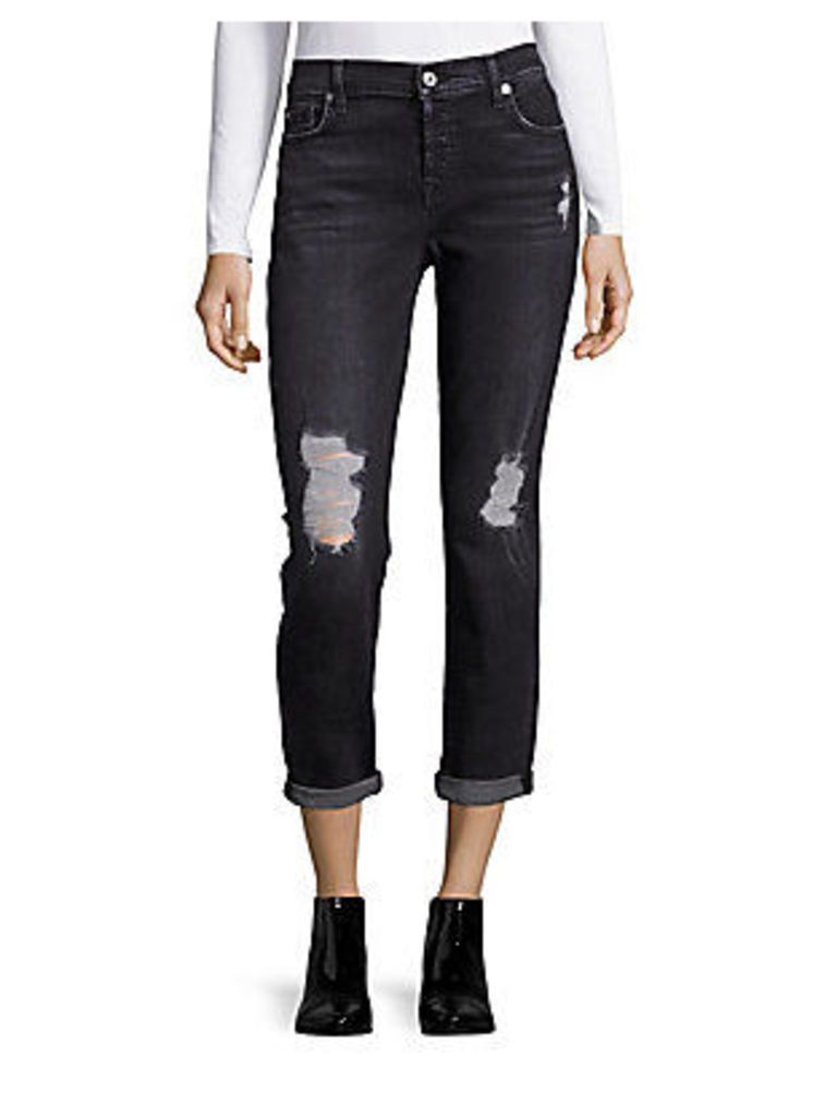 Josefina with Destroy in Light Distressed Cotton-Blend Jeans