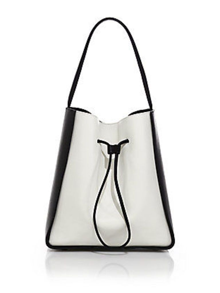 Soleil Large Two-Tone Leather Drawstring Bucket Bag