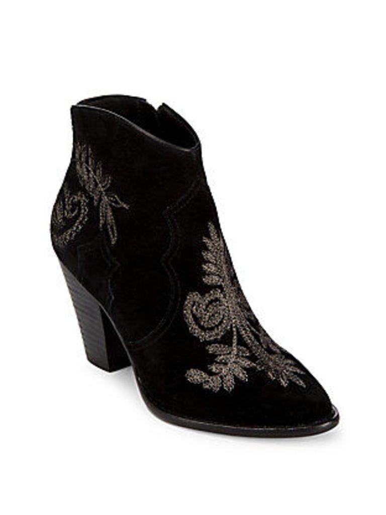 Embroidered Leather Booties