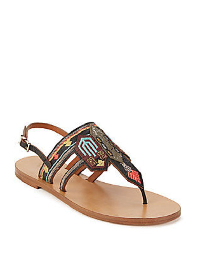 Embroidered Leather Sandals