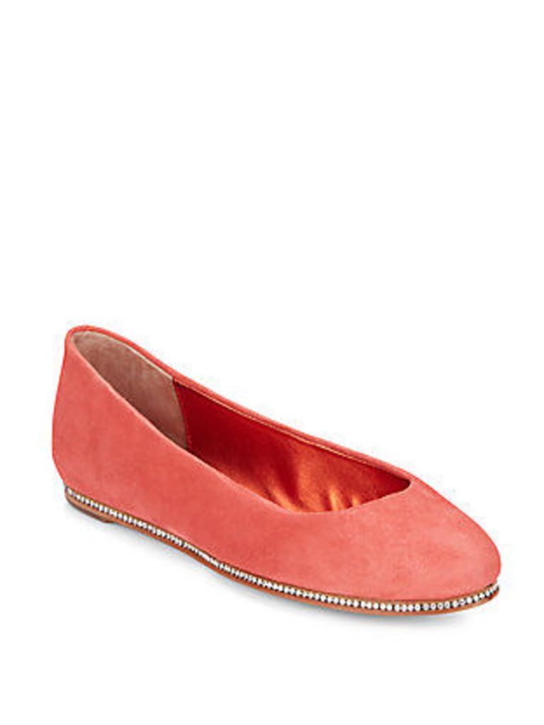 Poppy Crystal-Trimmed Suede Flats