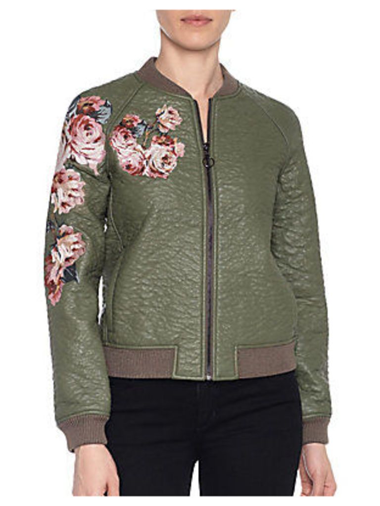 Forest Faux Leather Bomber Jacket