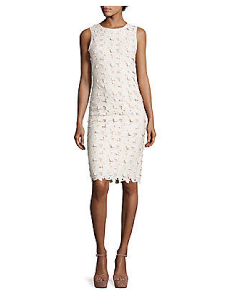 Fey Embroidered Faux Leather Lace Dress
