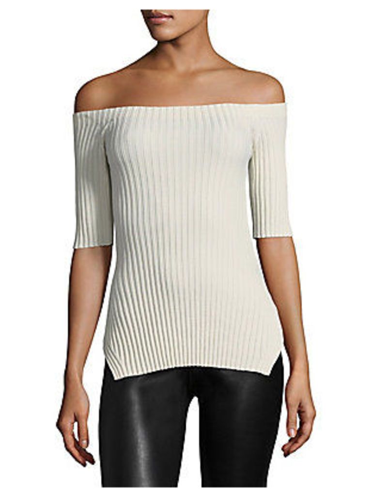 Ribbed Off-the-Shoulder Silk Top