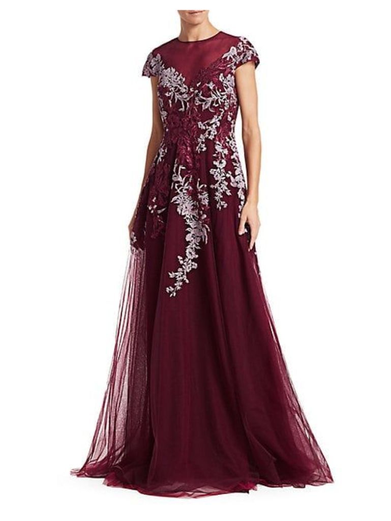 Embroidered Chiffon Gown
