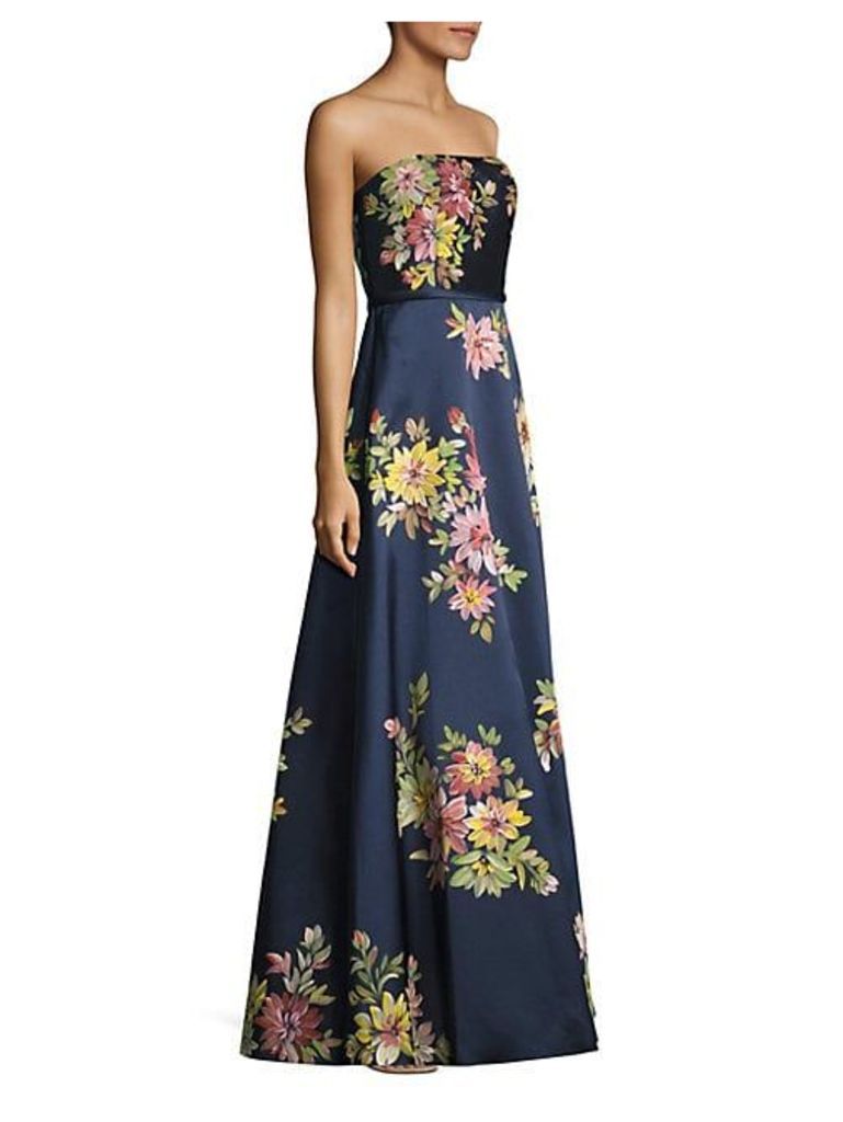 Strapless Floral Gown