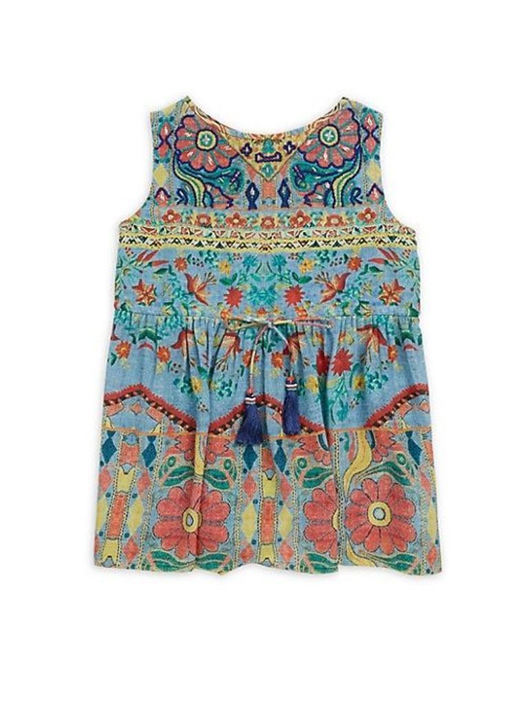Girl's Printed Tassel Dress