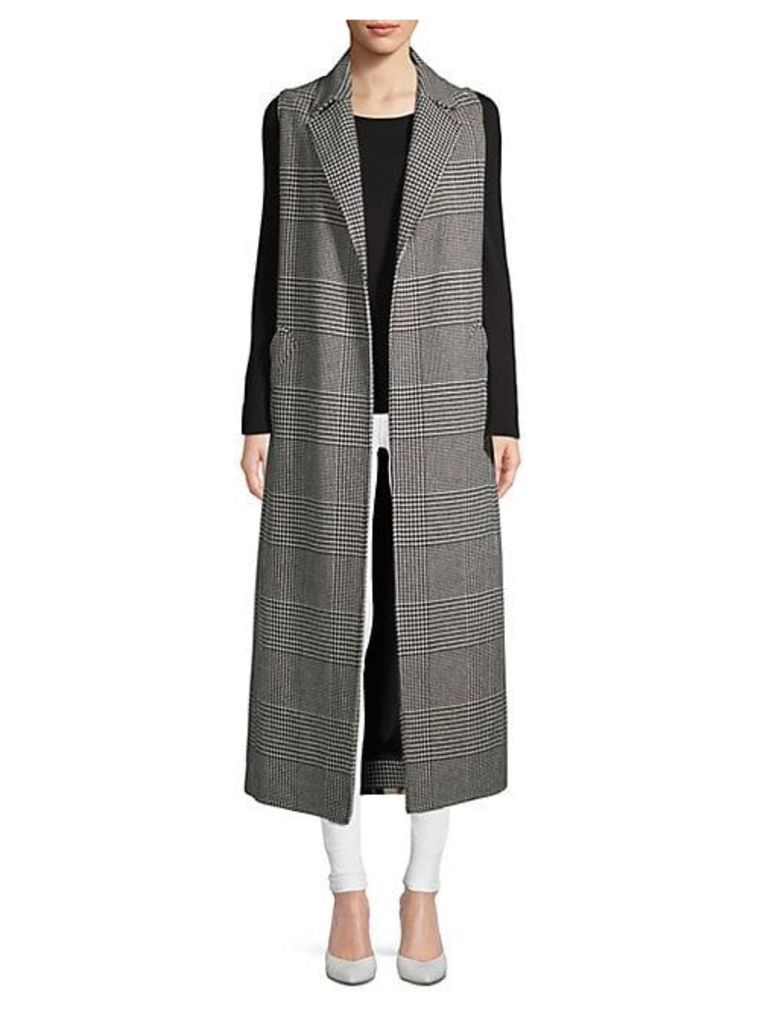 Patterned Sleeveless Cashmere Blend Coat