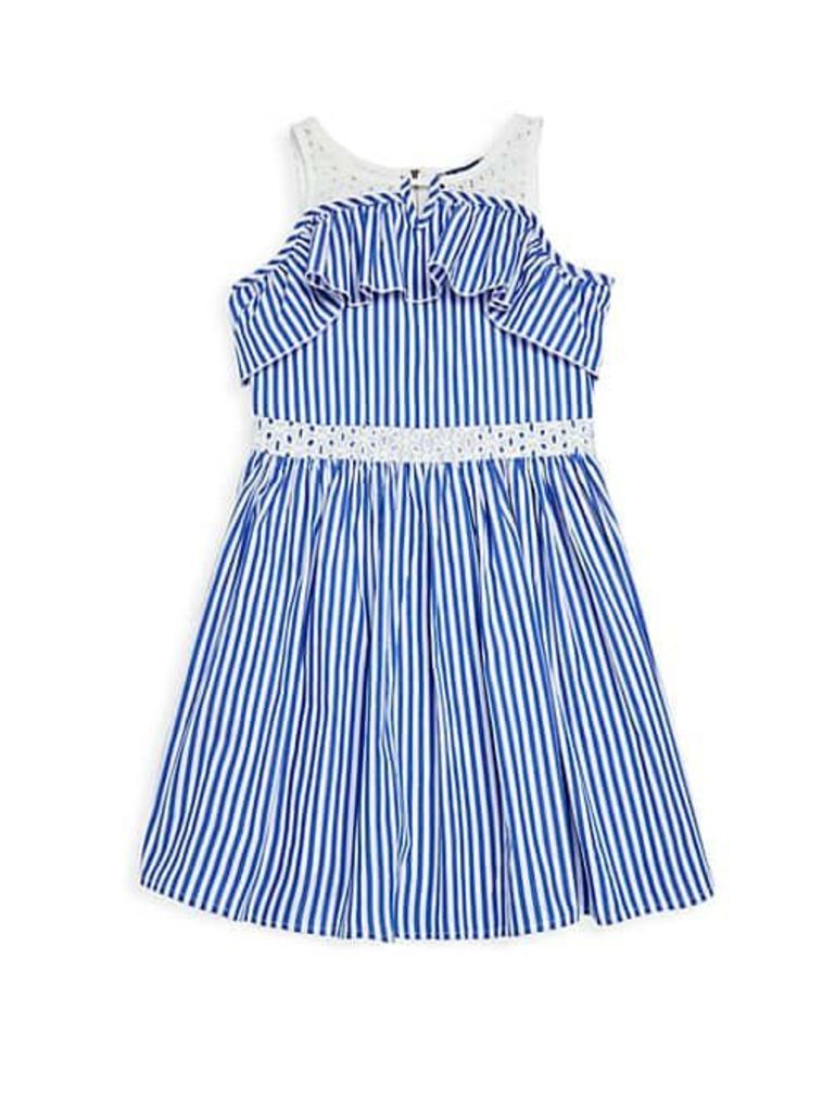 Girl's Striped Cotton Fit-and-Flare Dress