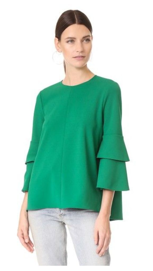 Tibi Structured Crepe Bell Sleeve Top