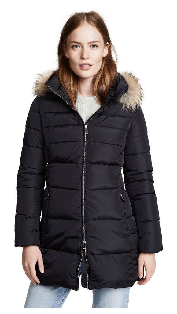 Add Down Hooded Down Coat with Fur