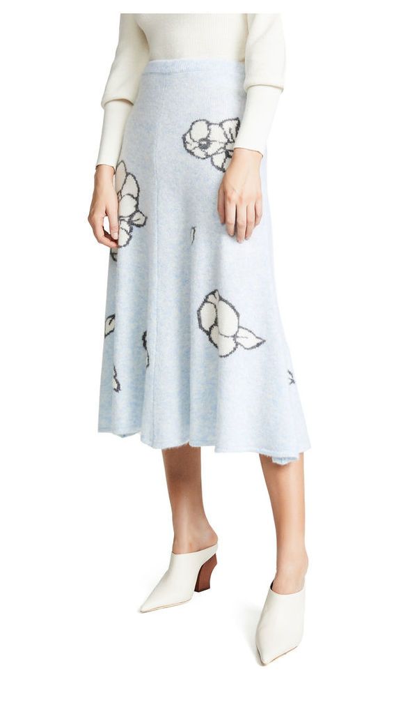 Adam Lippes Floral Intarsia Cashmere Circle Skirt