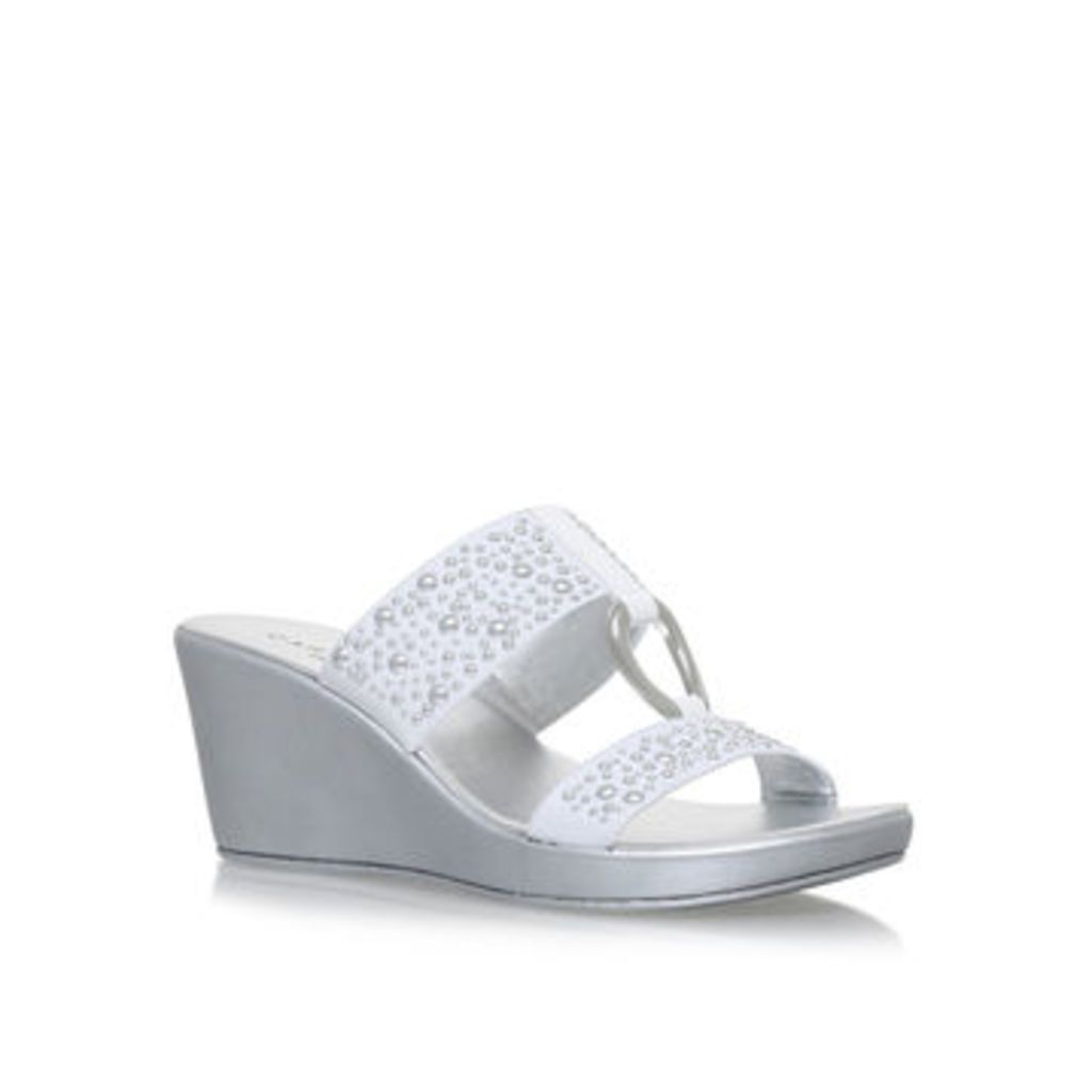 Carvela Comfort Salt - White Mid Heel Wedge Sandals