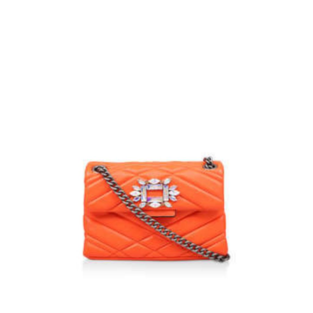 Kurt Geiger London Leather Mini Mayfair X - Orange Leather Embellished Mini Shoulder Bag