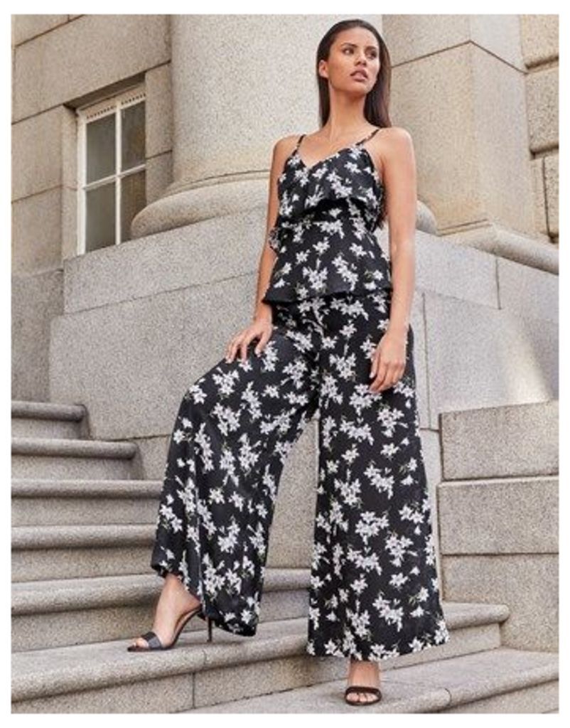 Angeleye Floral Print Wide Leg Co Ord Trousers