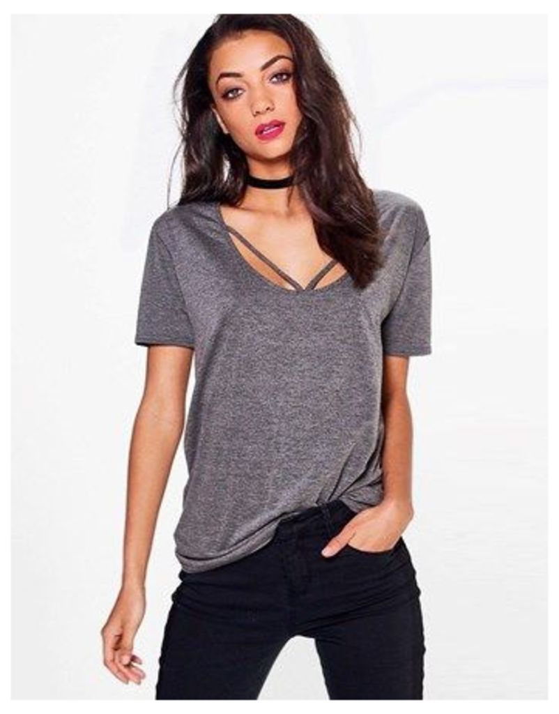 Boohoo Strappy Front Oversized Tee