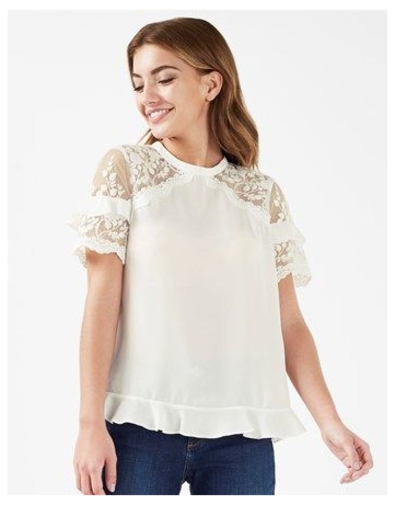 Lipsy Embroidered Frill T-shirt
