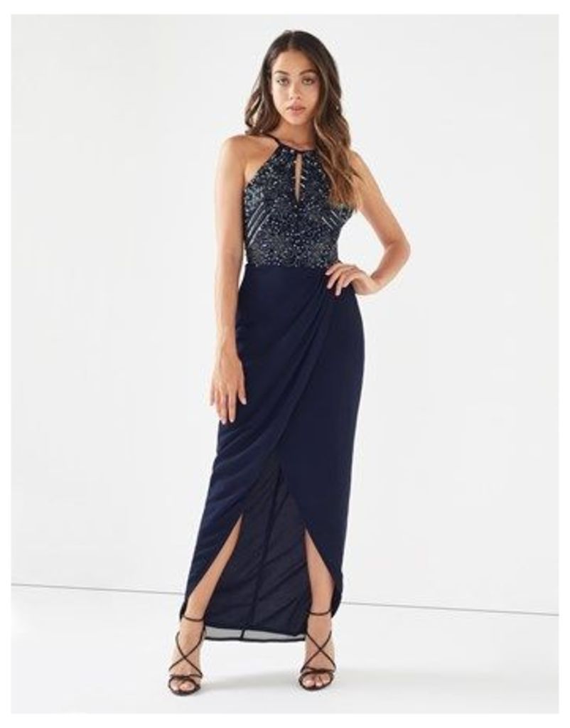 Lace And Beads Wrap Maxi Dress