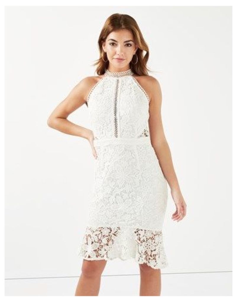 Lipsy Floral Lace High Neck Bodycon Dress