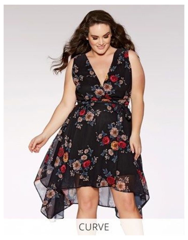 Quiz Curve Chiffon Floral Crossover Front Dress