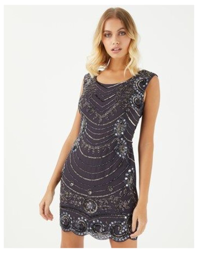 Lace And Beads Sleeveless Sequin Mini Dress